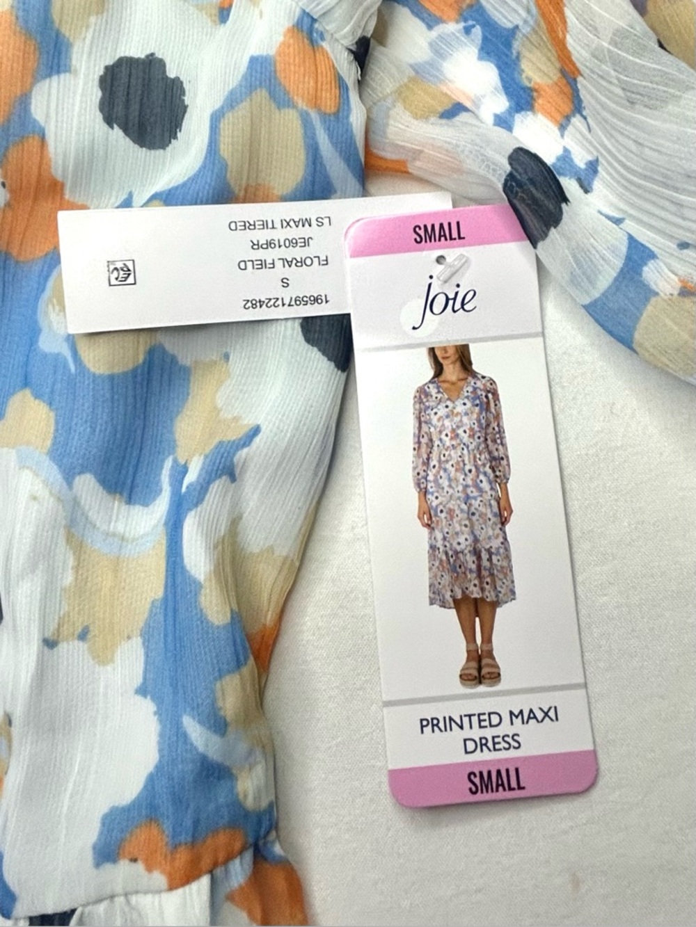 Joie Midi Dress Womens S Floral Chiffon Tiered Balloon Sleeve Cottagecore Flowy - Picture 11 of 16